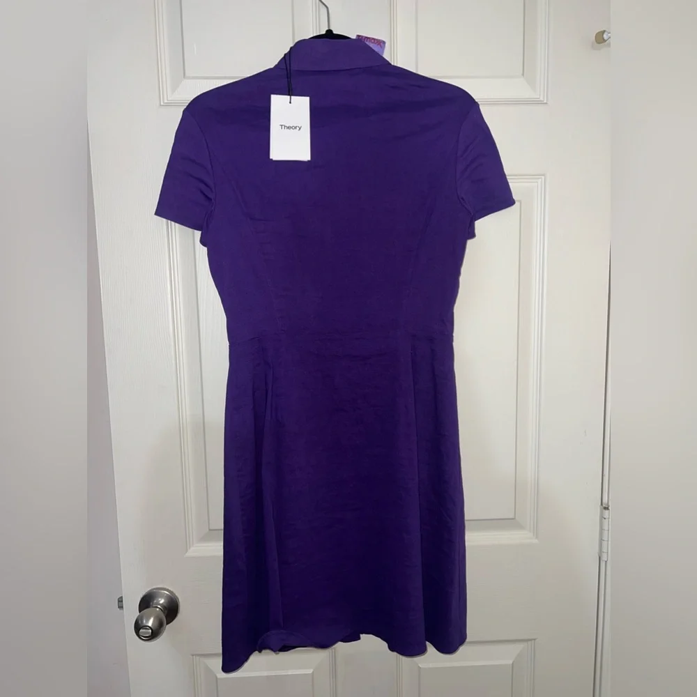 NWT Theory Dress Amethyst Purple Linen - Picture 6 of 10